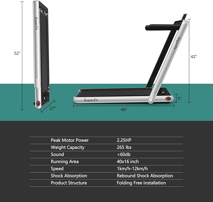 GYMAX Walking Pad, 2.25HP Dual Display Foldable Treadmill for Home with Remote/Smart App Control, Portable Compact Treadmill for Office Under Desk, Folding Running Machine for Small Spaces