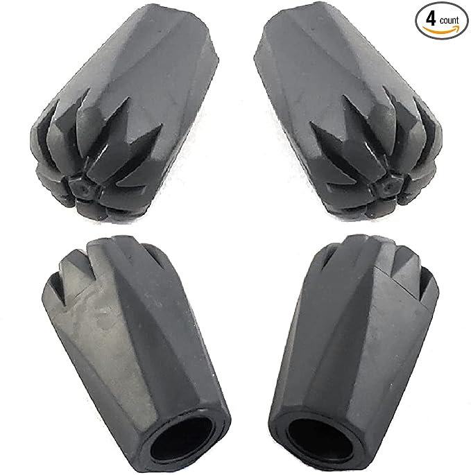 4 Pack of Extra Durable Rubber Replacement Tips (Replacement Feet/Paws/Ferrules/Caps) for Trekking Poles - Fits All Standard Hiking and Nordic Walking Poles