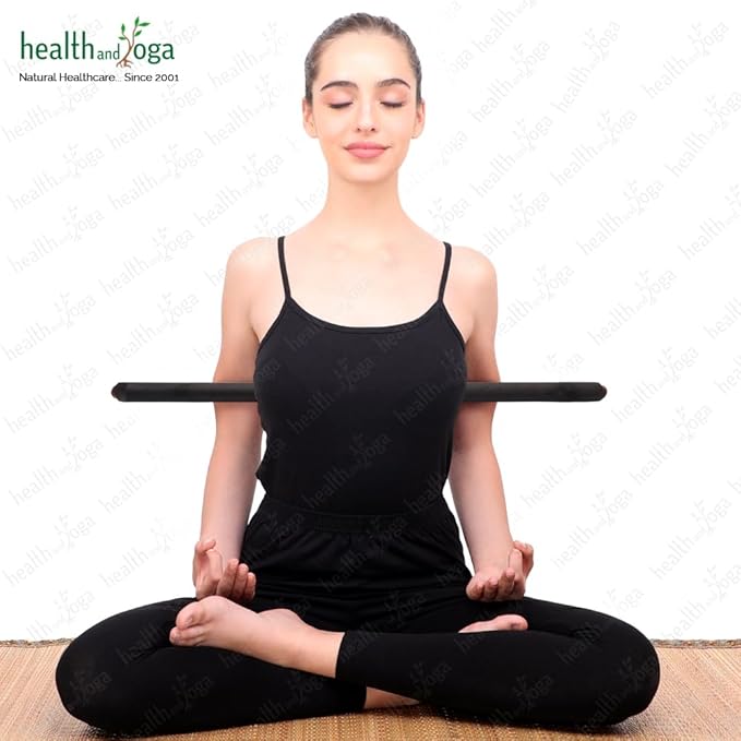 HealthAndYoga™ StretchNHeal Collapsible Multi-Use Wooden Yoga Stick - Regular and XL - Portable Posture Corrector Pole, Stretch Mobility Stick, Physical Workout Exercise Dowel