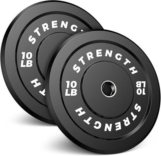 Olympic Rubber Bumper Weight Set - 2 Inch Barbell Plates for Home Gym Strength Training