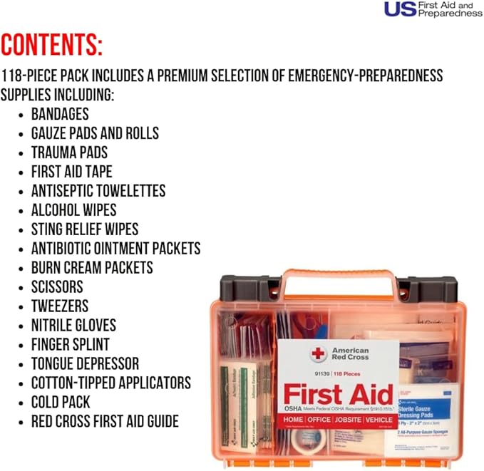 Officially Licensed Product, 25 Person First Aid Kit, 118 Piece Emergency Medical Supplies to Clean & Treat Minor Injuries, Hard Case Box for Home, Business, Job Site, Car
