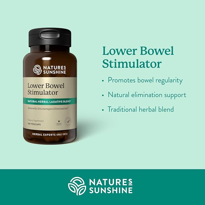 Nature's Sunshine Lower Bowel Stimulator - Helps Relieve Constipation - Cleanse & Detox Your Colon with Natural Herbal Ingredients - 25 Servings - 100 Vegcaps