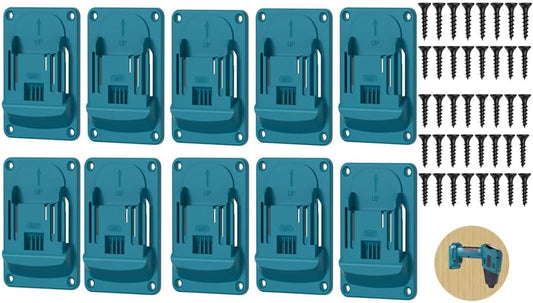 Drill Tool Wall Mounted Base Hanger Compatible Motorized Stand Set for Makita 18V Lithium-Ion Tools – 10 Pack with 40 Screws (Blue)