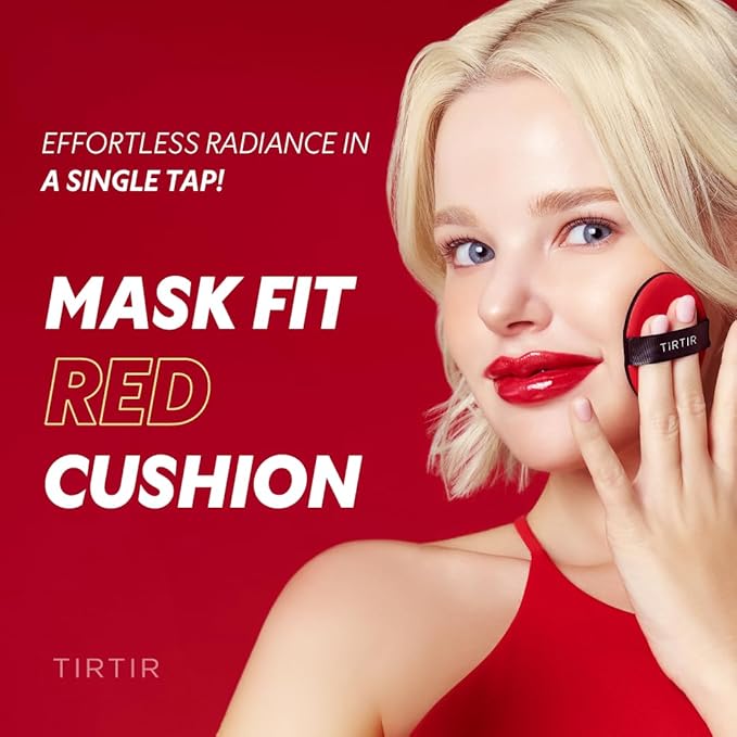 [*Mini Size*] TIRTIR Mask Fit Red Cushion Foundation | Full coverage, Weightless, Skin fit, Satin Glow Finish, Korean Makeup, beauty, Tattoo cover up, Buildable (#34N Pecan, 0.15 Fl Oz)