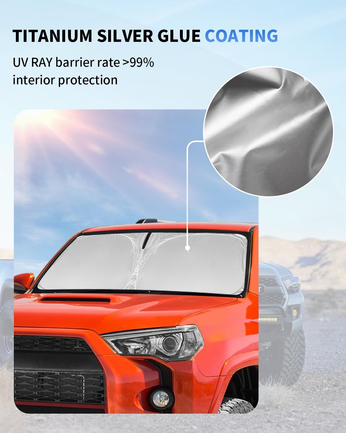 for Toyota 4Runner Windshield Sun Shade Sunshade for 2010-2025 4Runner Windshield Cover Custom-fit Toyota 4-Runner Car Front Window Shade Sun Visor Protector Shield Accessories Foldable Blocks UV Rays