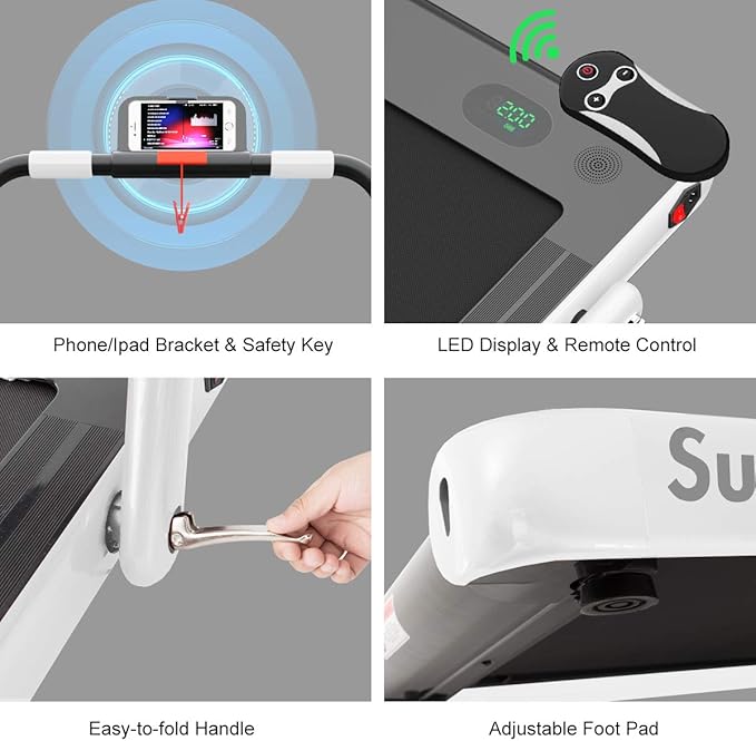 GYMAX Walking Pad, 2 in 1 Free Installation Under Desk Treadmill with Smart App, Remote Control & LED Display, 2.25HP Foldable Portable Compact Running Machine for Small Spaces Home Office