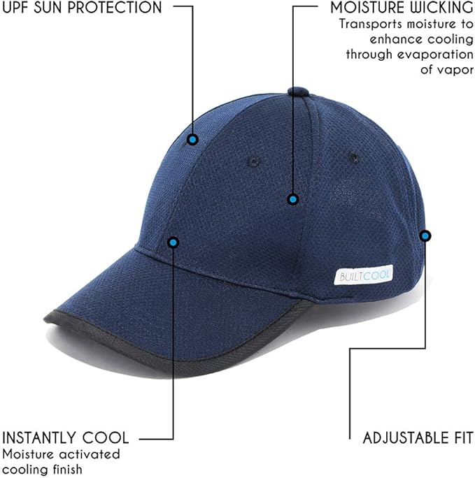BUILTCOOL Adult Cooling Baseball Hat ??Men & Women Moisture Wicking, Mesh Back, Lightweight, Performance Ball Cap