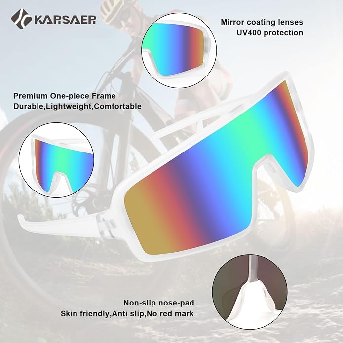 Karsaer Vision Sports Sunglasses Cycling Glasses Baseball Softball Sunglasses Unisex for Adult Youth Kids Boys Girls 8-16