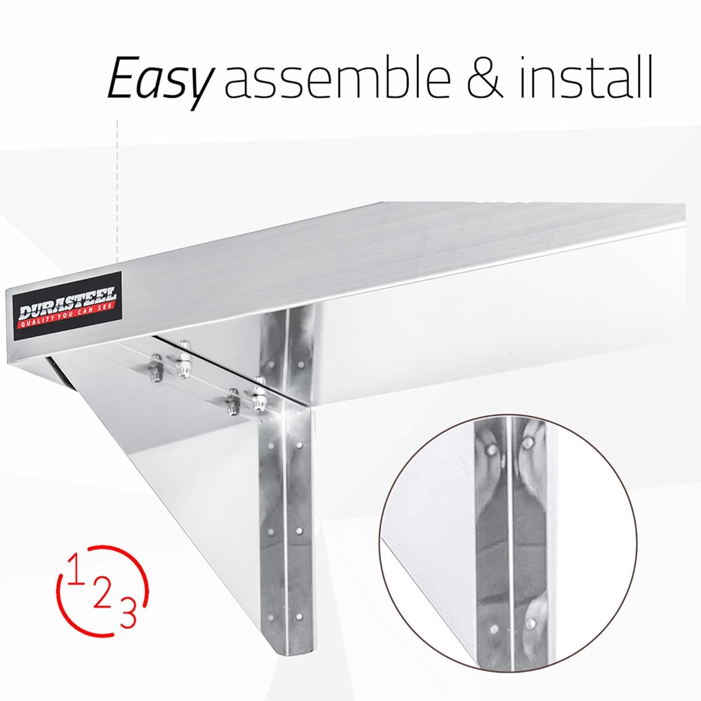 DuraSteel Stainless Steel Wall Mount Shelf 24" Wide x 14" Deep Commercial Grade - NSF Certified - Good for Restaurant, Bar, Home, Kitchen, Laundry, Garage and Utility Room