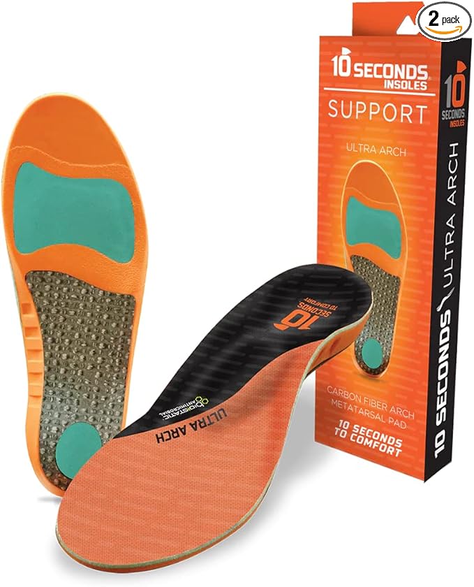 3810 Ultra Arch Support – Foam Cushion Insoles for Men & Women w/Metatarsal Pad, Plantar Fasciitis Relief, Morton's Neuroma Metatarsalgia Orthotics, Heavy Impact Shoe Insert (M 8, W 10) 2-Pack