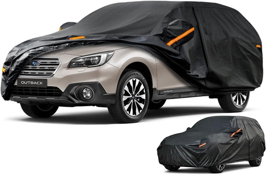 Kayme 7 Layers SUV Car Cover Custom Fit for Subaru Outback (1994-2025) Waterproof All Weather for Automobiles, Outdoor Full Cover Rain Sun UV Protection.Black