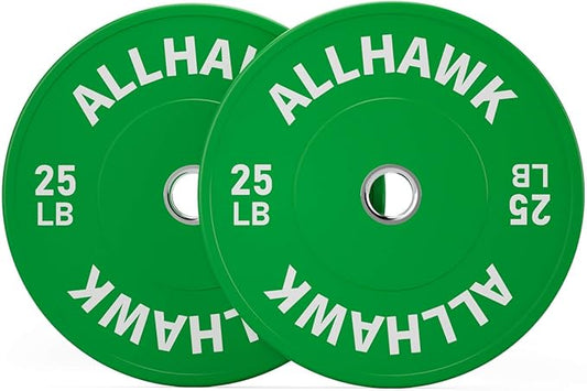 Colored Olympic Weight Plates, 2-inch Rubber Bumper Plate Set for Home Gym Barbell Weight Lifting and Strength Training