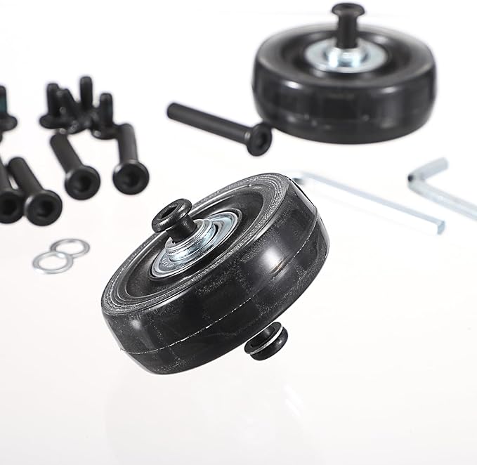 OwnMy 50mm x 17mm Clear Luggage Wheels Replacements Set of 2 - Mute Suitcase Swivel Wheels Kit With Screws, Axles, Bearings - Rotatable Rubber Silent Wheels