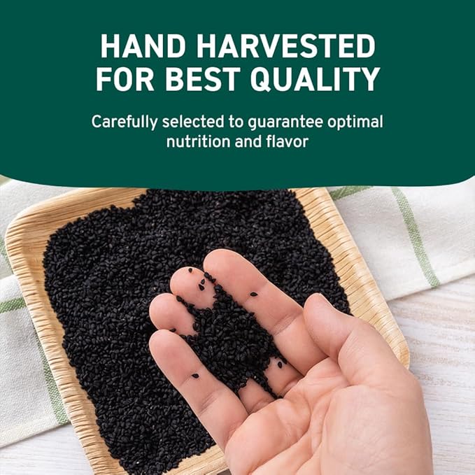 HANDPICK Black Cumin Seed (14oz) Pure Nigella Seeds - No Salt or Preservatives, Non GMO | Indian Black Whole Cumin | Gluten Free, Aromatic & Farm Fresh Kalonji | Resealable Zip Lock Pouch
