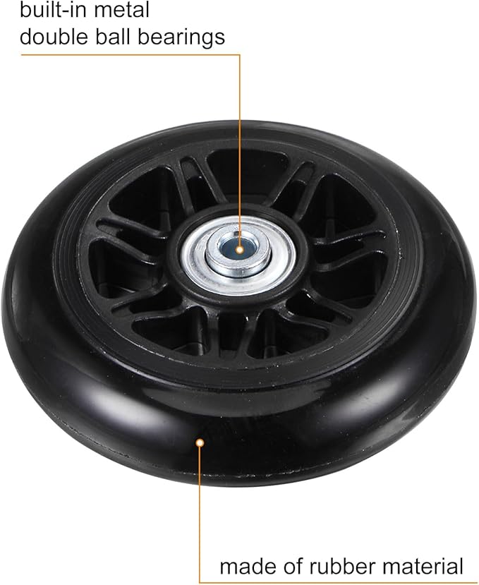 uxcell Replacement Luggage Wheels 90x24mm Suitcase Wheel Repair Kits Include 2 PU Bearing Wheels & Washers, Wrenches & Axle Screw for Trolley Bag, Inline Skate and Caster Board