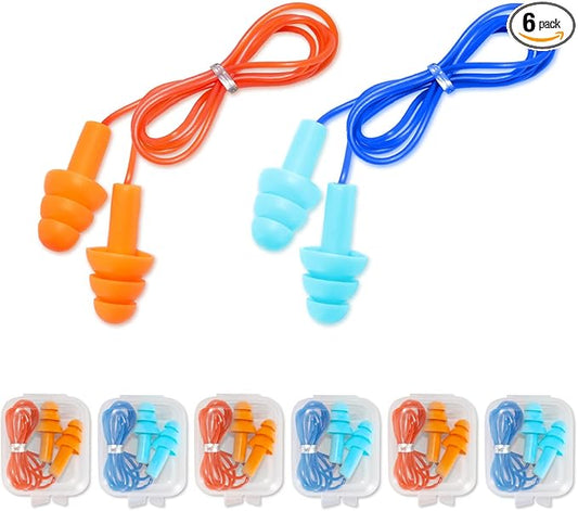 Ear Plugs for Swimming, Soft Ear Plugs for Sleeping Noise Cancelling, Reusable Ear Plugs for Noise Reduction, Ear Protection, Silicone Earplugs for Swimming, Sleeping, Snoring, Work, Concerts, 6 Pairs