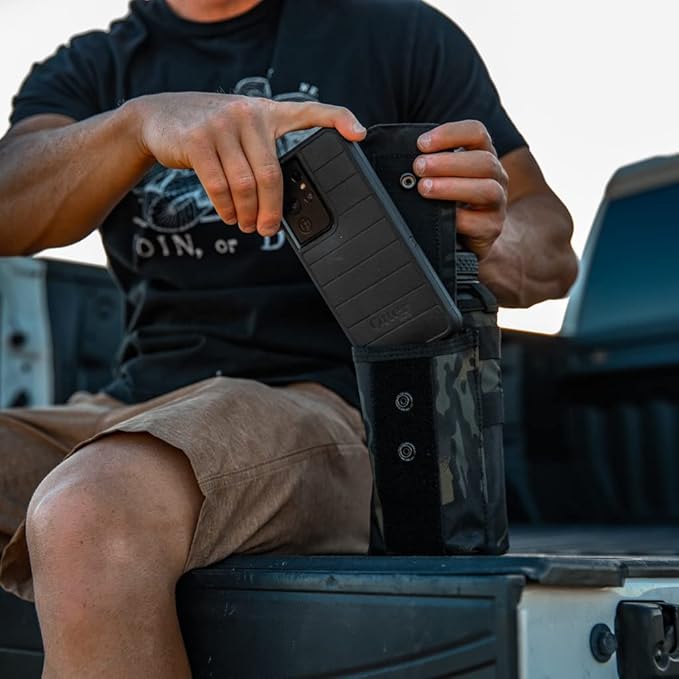 Iron Infidel Battle Bottle - 32 Oz Insulated Water Bottle with Straw Lid & Chug Cap, Stainless Steel Metal Tactical Flask With Rugged, Removable Sleeve for Keys & Phone or Wallet (Black Camo 1 Liter)