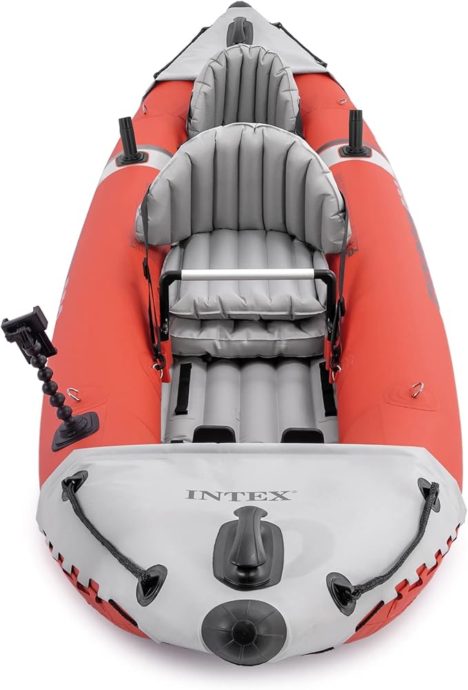 INTEX 68309EP Excursion Pro K2 Inflatable Kayak Set: Includes Deluxe 86in Kayak Paddles and High-Output Pump – SuperTough PVC – Adjustable Bucket Seat – 2-Person – 400lb Weight Capacity