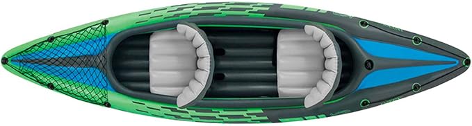 INTEX Challenger Inflatable Kayak Series: Includes Deluxe 86in Kayak Paddles and High-Output Pump – SuperStrong PVC – Adjustable Seat with Backrest – Removable Skeg – Cargo Storage Net