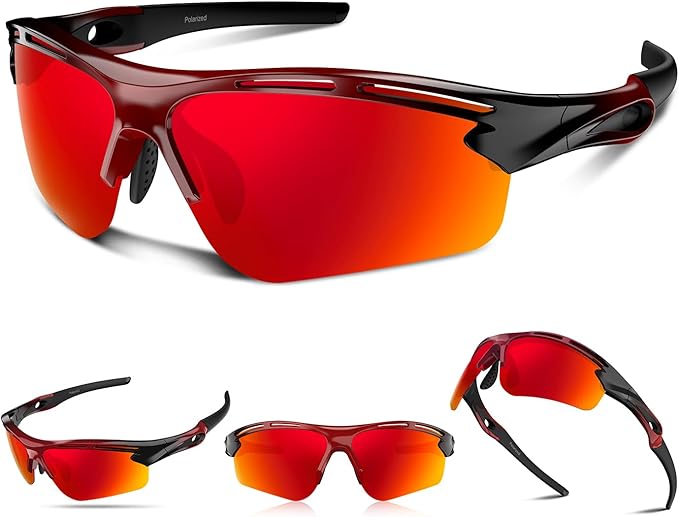 Polarized Sports Sunglasses for Men Women,UV400 Protection Sunglass for Running Cycling Fishing Hiking TR90