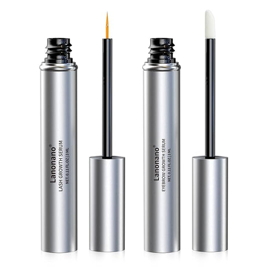 Eyelash and Eyebrow Serum Set for Thicker, Longer, Fuller Lashes and Brows, Vegan & Cruelty-Free, 0.2 Fl Oz（6ml）