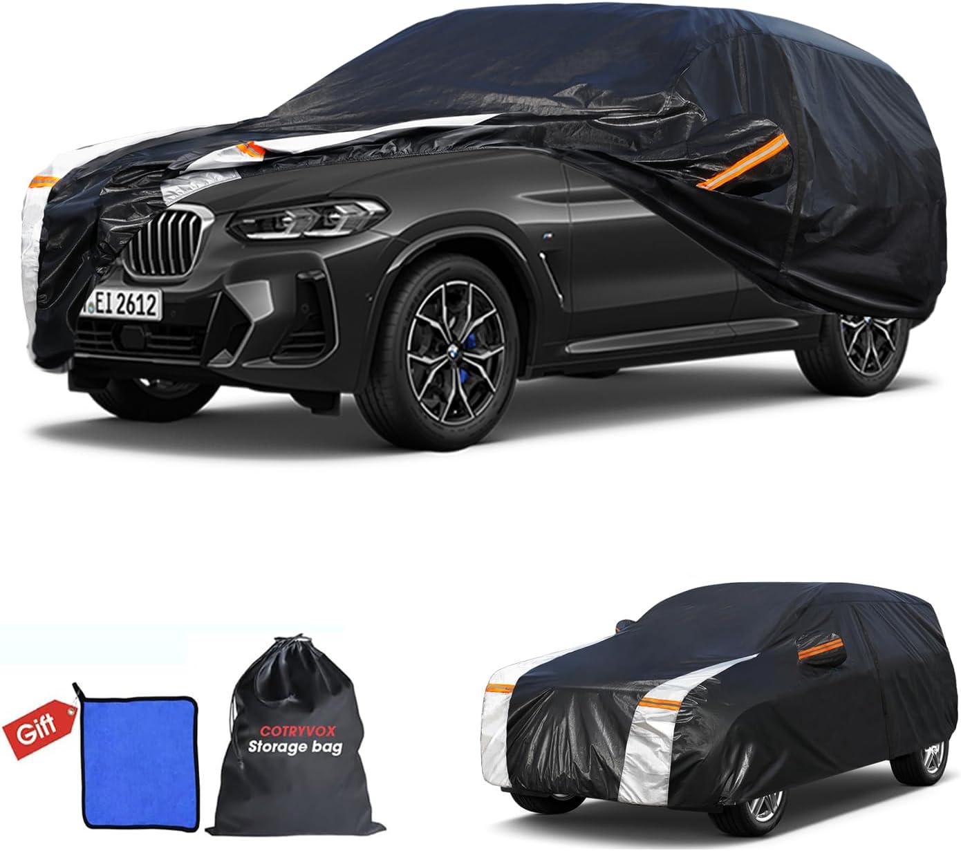 BMW X3 Car Cover 100% Waterproof All Weather, Gift with Towel, 10 Layers SUV Car Cover Custom Fit 2003-2025 BMW X3/X3M, Full Exterior Car Covers Rain Sun UV Protection with Door Zipper.