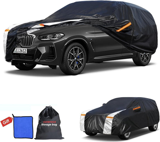 BMW X3 Car Cover 100% Waterproof All Weather, Gift with Towel, 10 Layers SUV Car Cover Custom Fit 2003-2025 BMW X3/X3M, Full Exterior Car Covers Rain Sun UV Protection with Door Zipper.