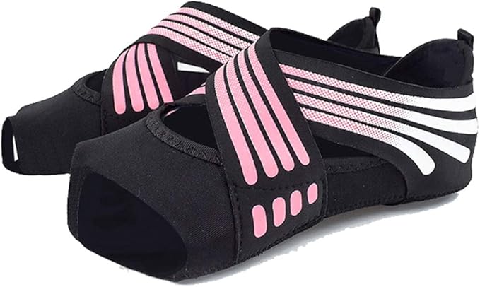 ABIRAM Yoga Socks Toeless Non-Slip Grips & Straps, for Pilates, Barre, Ballet, Bikram, Workout for Women