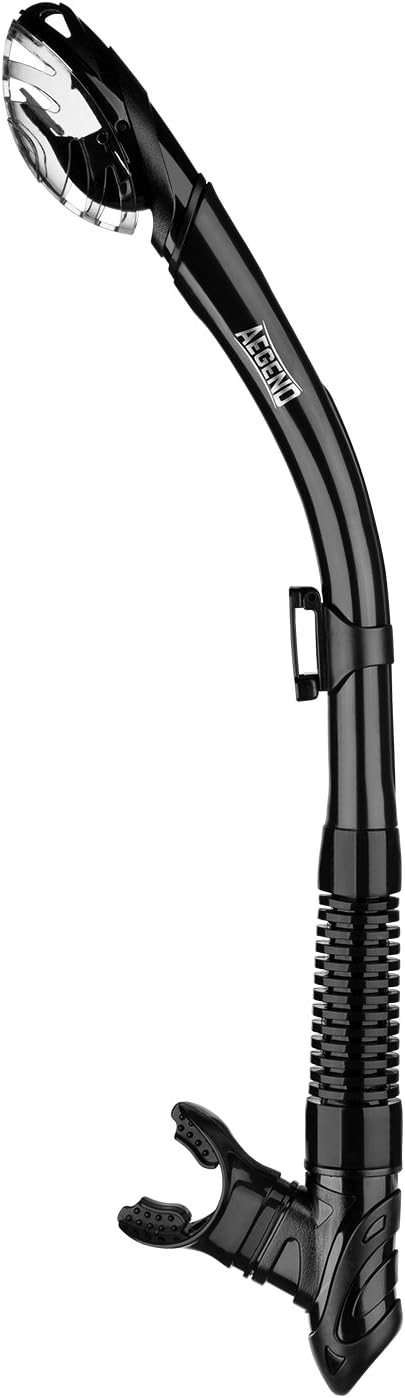 Aegend Dry Snorkel, Dive Mask Easy-Breath Free Diving Snorkel for Snorkeling Scuba Diving Freediving Swimming, with Top Dry Valve and Food-Grade Silicone Mouthpiece