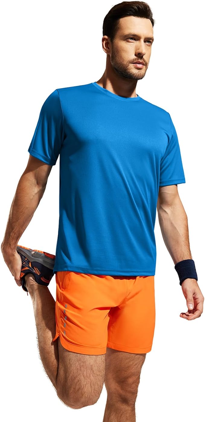 MIER Men's Quick Dry Workout Shirts Moisture Wicking Running Athletic Performance T-Shirts Recycled Polyester Top Tee