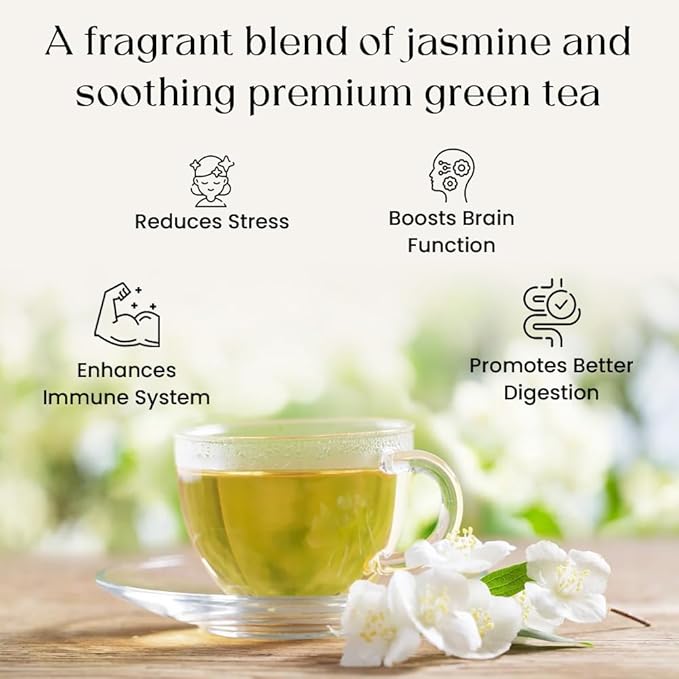 Jasmine Green Tea Bags, 100 Counts, Mountain Loose Leaf Green Tea, Flavored, Delightful Aroma, Sugar Free, 100% Natural Gluten Free, Medium Caffeine Brew As Hot, Cold Or Iced Tea
