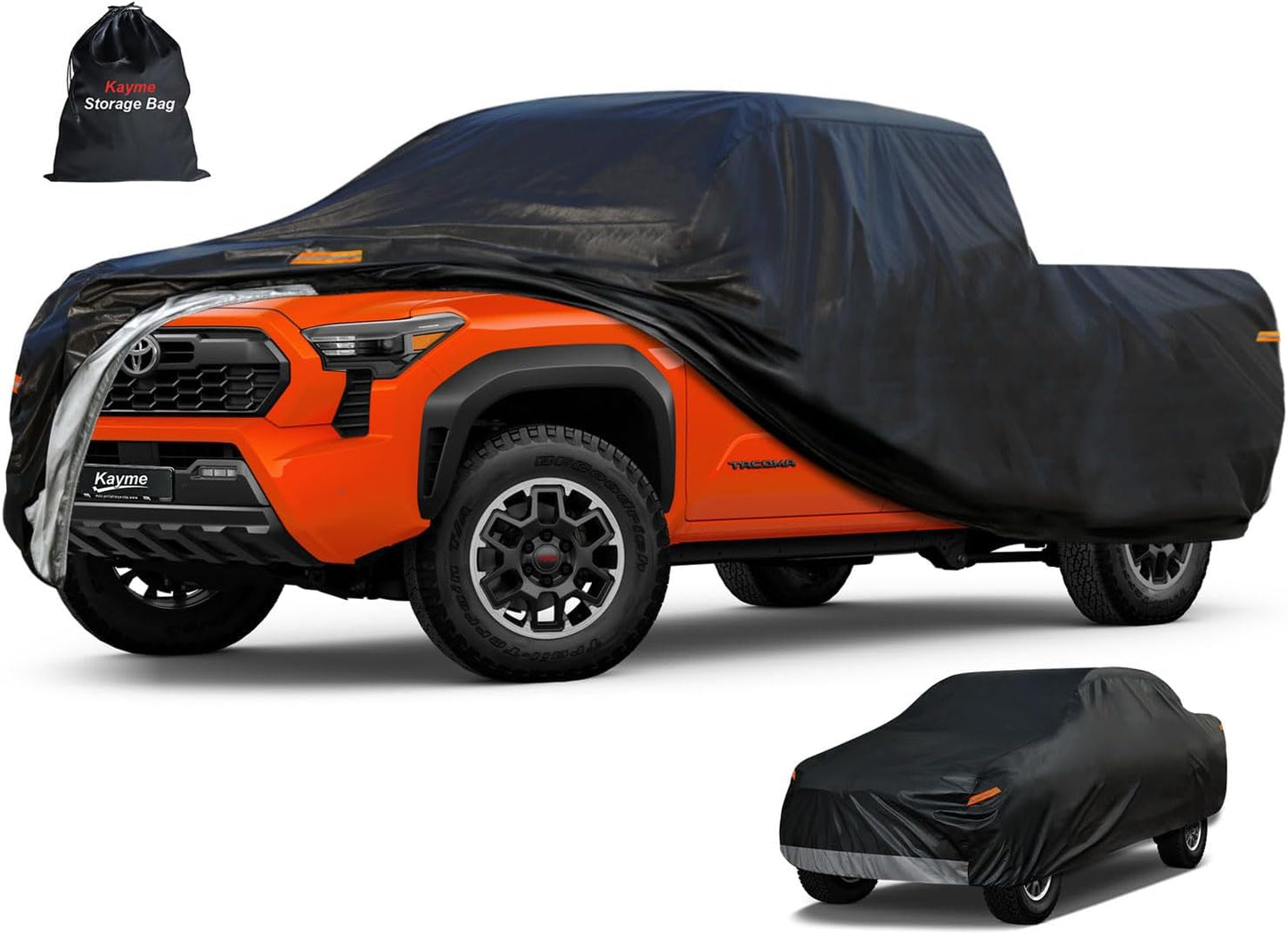 Kayme 7 Layers Truck Cover Waterproof All Weather, Heavy Duty Outdoor Pickup Cover Sun Uv Rain Protection, Universal Fit Toyota Tacoma Ford Ranger GMC Canyon Chevy Colorado(Length Up to 220 inch) M+