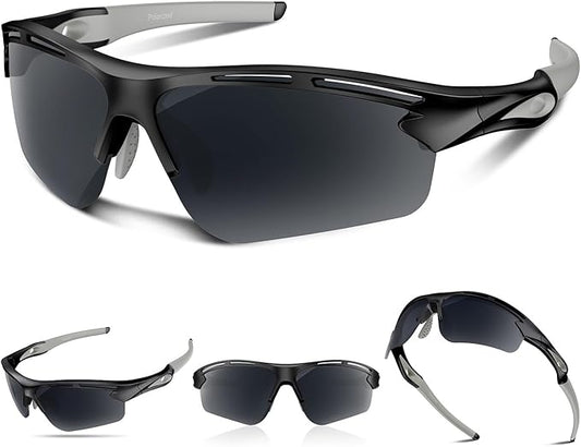 Polarized Sports Sunglasses for Men Women,UV400 Protection Sunglass for Running Cycling Fishing Hiking TR90