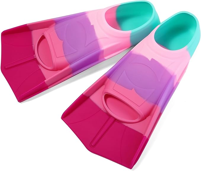 Kids Swim Fins,Short Kids Fins Youth Swimming Flippers for Lap Swimming Training for Children Girls Boys Beginners