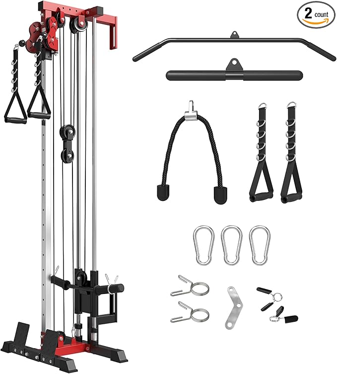 Mikolo Wall Mount Cable Station, Cable Crossover Machine with Dual Pulley System and 18 Adjustable Positions for Home Gym Fitness Equipment
