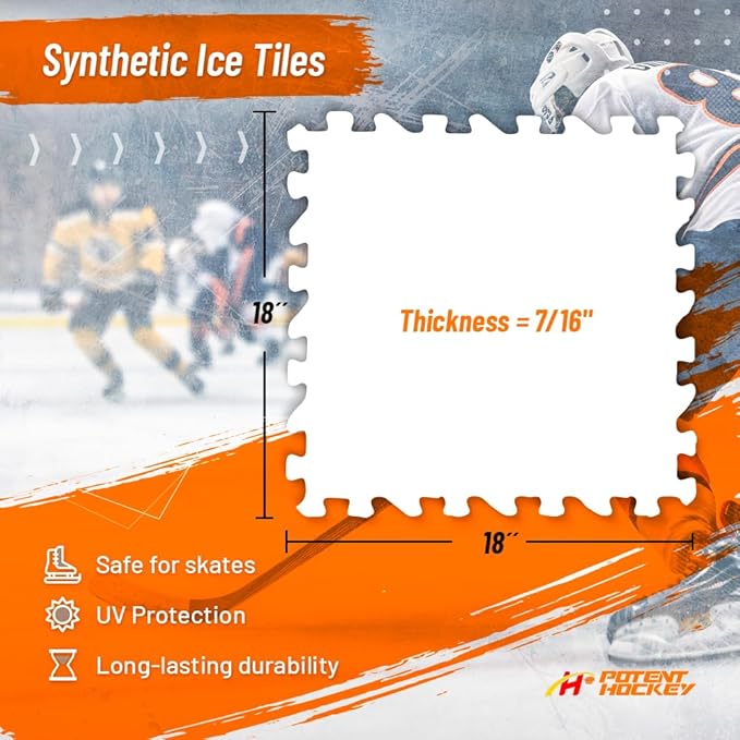 Ice Hockey Home Training Kit: 10 Pcs Synthetic Ice Tiles + 4 Puck Stopper edgings + 4 Rebounder Foams – Skating, Stickhandling, Passing & Shooting Drills
