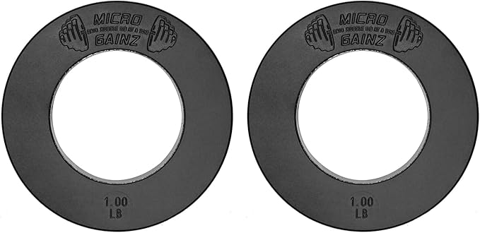 Micro Gainz Calibrated Fractional Weight Plate Set of 2 Plates, Choose Set (.25LB-1.25LB), Designed for Olympic Barbells for Strength Training & Micro Loading Bar Weights, Made in USA
