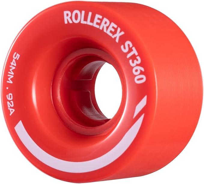 Rollerex ST360 92A Roller Skate Wheels (8-Pack) (Color Options) - Indoor Outdoor - Use for Quad Skate Wheel Replacement (Rocket Red)