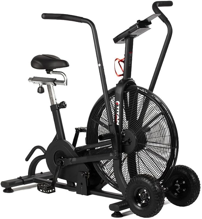 Titan Fitness Fan Bike, Indoor/Outdoor Cycling Exercise Bike with LCD Screen, Stationary Bike for Home Gym, Exercise and Cardio Workout Equipment, Black, 111 LB