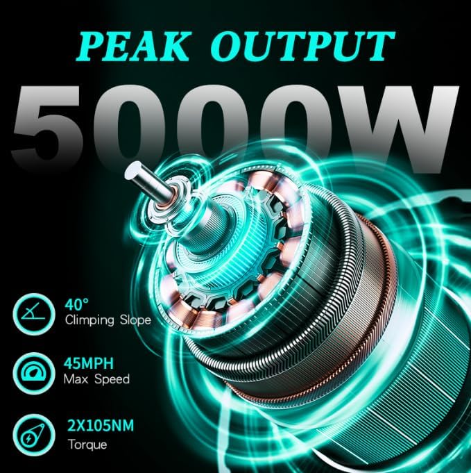 PHILODO Forester Electric Bike, 60V 26Ah Bike Battery for Long Range with 5000W Dual Motor Ebike for Adults, 26x4 Electric Bike Fat Tires for All Terrain Electric Mountain Bike