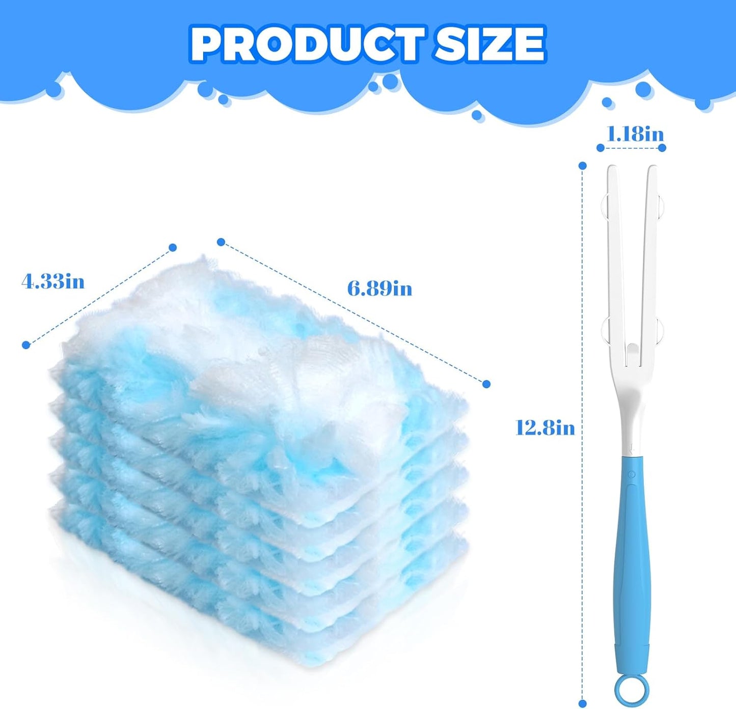 Duster Refills Compatible with Swiffer Heavy Duty Duster Refill,5 Handles+50 Count Dusters for Swiffer Duster Kit, Dusters for Cleaning/Car/Electronics/Furniture/Blinds/Ceiling Fan Cleaner