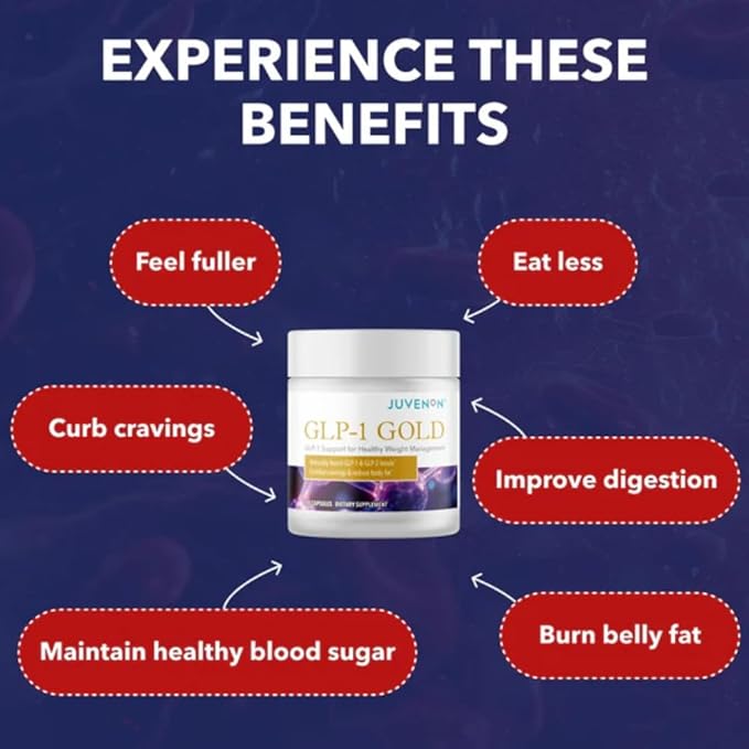 Juvenon GLP-1 Gold™ – Metabolic Support Supplement with CQR-300® & Eriomin™ – Helps Maintain Healthy Weight, Energy & Nutrient Metabolism – 30 Capsules