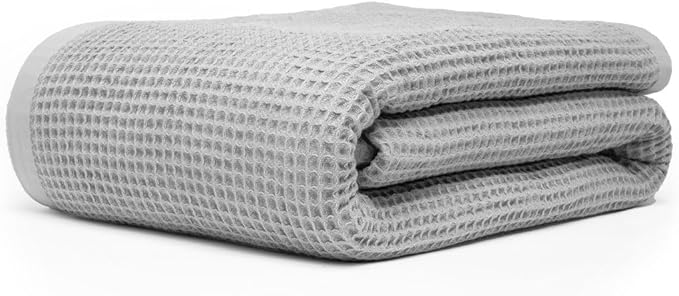 GOTS Certified Organic Cotton Waffle Weave Blanket, Twin Bed Size, 66"X90"Cozy Throw Blanket for Couch, Modern Home Decor, Throw Blankets,Waffle Blanket & Soft Bed Blankets -Scottish Grey