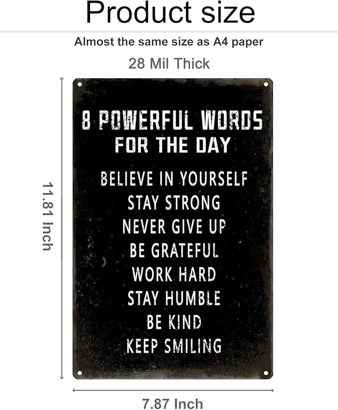 ALKB Inspirational Wall Art Metal Sign 8 x 12 Inch, Inspiring Positive Quotes Room Decor for Living Room Bedroom Classroom Gym, Motivational Wall Decor for Teen