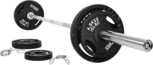 Olympic Cast Iron 2-Inch Weight Plates for Strength Training & Weightlifting, 255 Pounds Set, Multiple Packages
