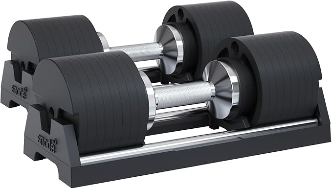 SNODE AD80 Drop Proof 80 lbs Adjustable Dumbbell Set -Adjustable Weights with Cast Iron Plates and Cradle, Knurled Handle, Fast Adjust, Compact Home Gym Equipment for Bench & Press