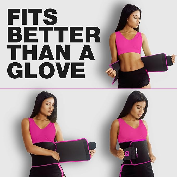 ActiveGear Premium Waist Trimmer & Trainer Belt for Men and Women - Sweat-Enhancing Slimming Wrap for Stomach, Adjustable Fit