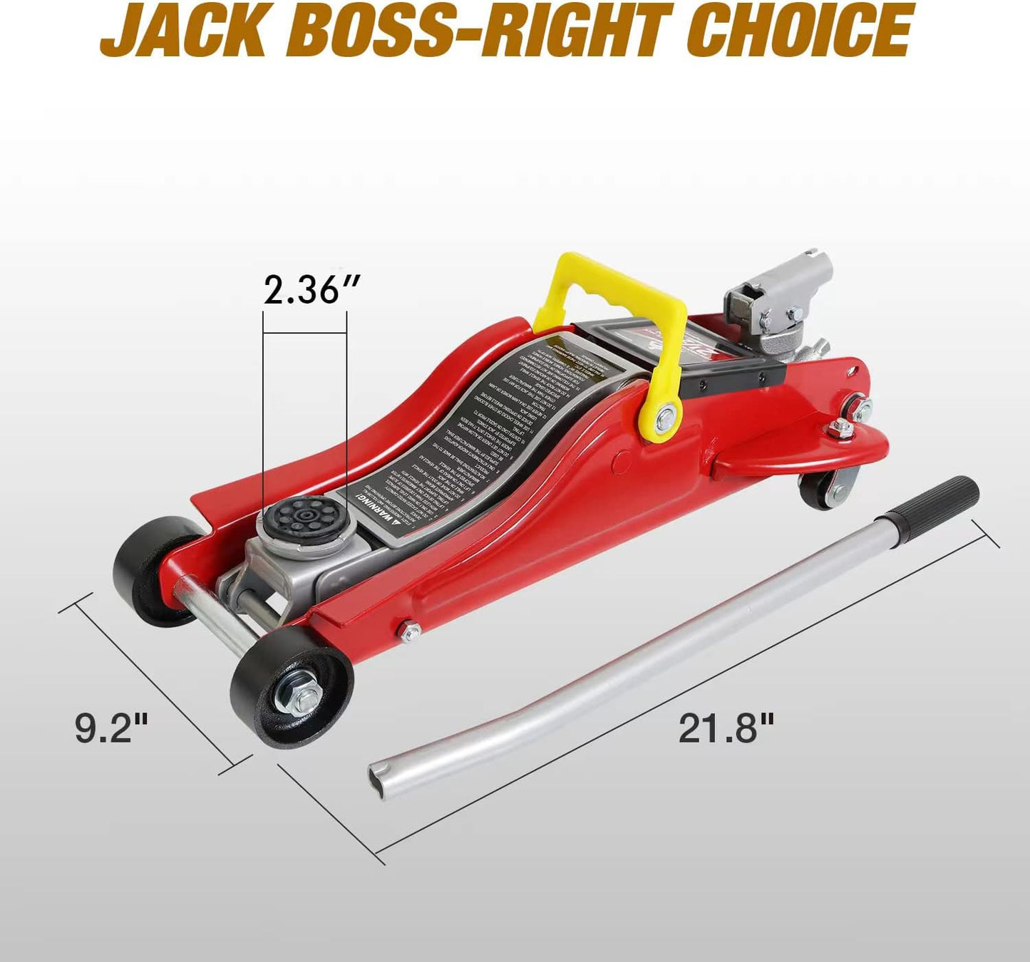 Floor Jack 2.5 Ton (5500 LBs) Hydraulic Low Profile Trolley Car Jack with Portable Storage Case, Lifting Range 3.5" to 14", Fit Use for Automotive Sedans, Red