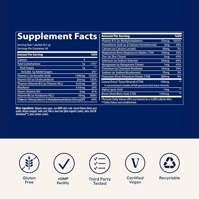 Trace Minerals Power Pak - Health Support Supplement with Vitamins & Minerals - Power Packet Aids Immune Health & Hydration - Mix Powder Supports Bodily Functions - Guava Passionfruit (30 Servings)