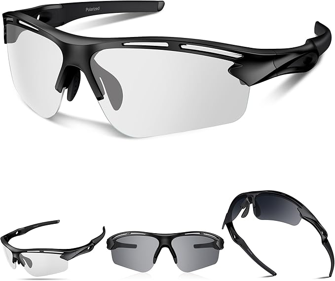 Polarized Sports Sunglasses for Men Women,UV400 Protection Sunglass for Running Cycling Fishing Hiking TR90